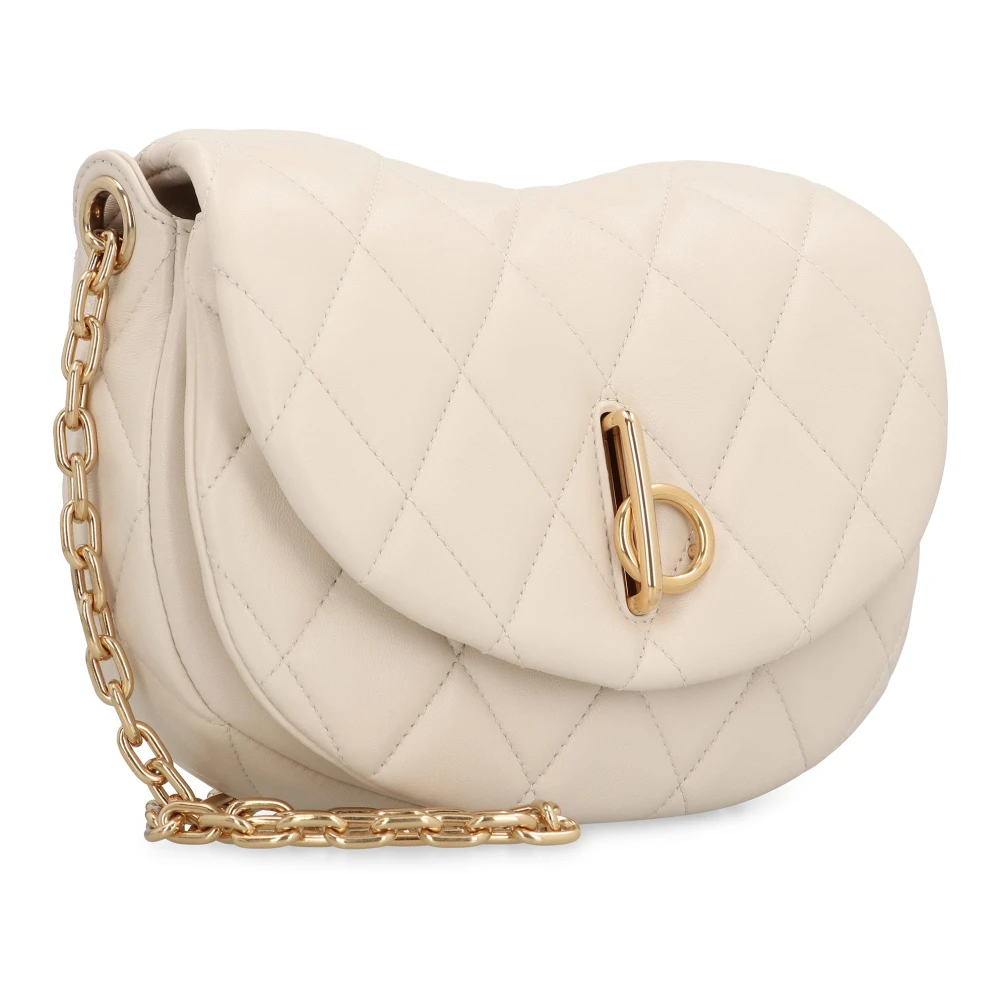 Burberry Gestikte Leren Rocking Horse Tas Beige Dames