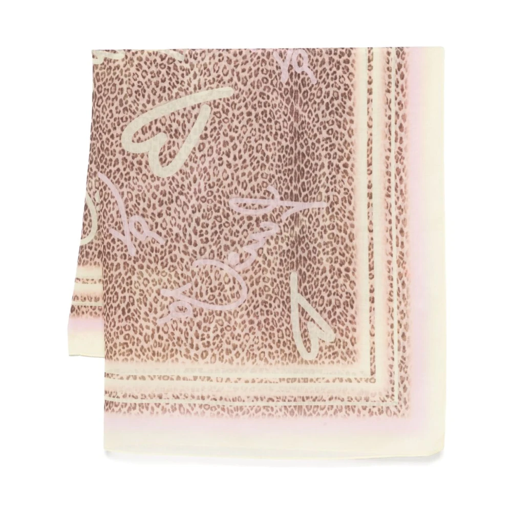 Liu Jo Leopardmönstrad Beige Scarf Multicolor, Dam