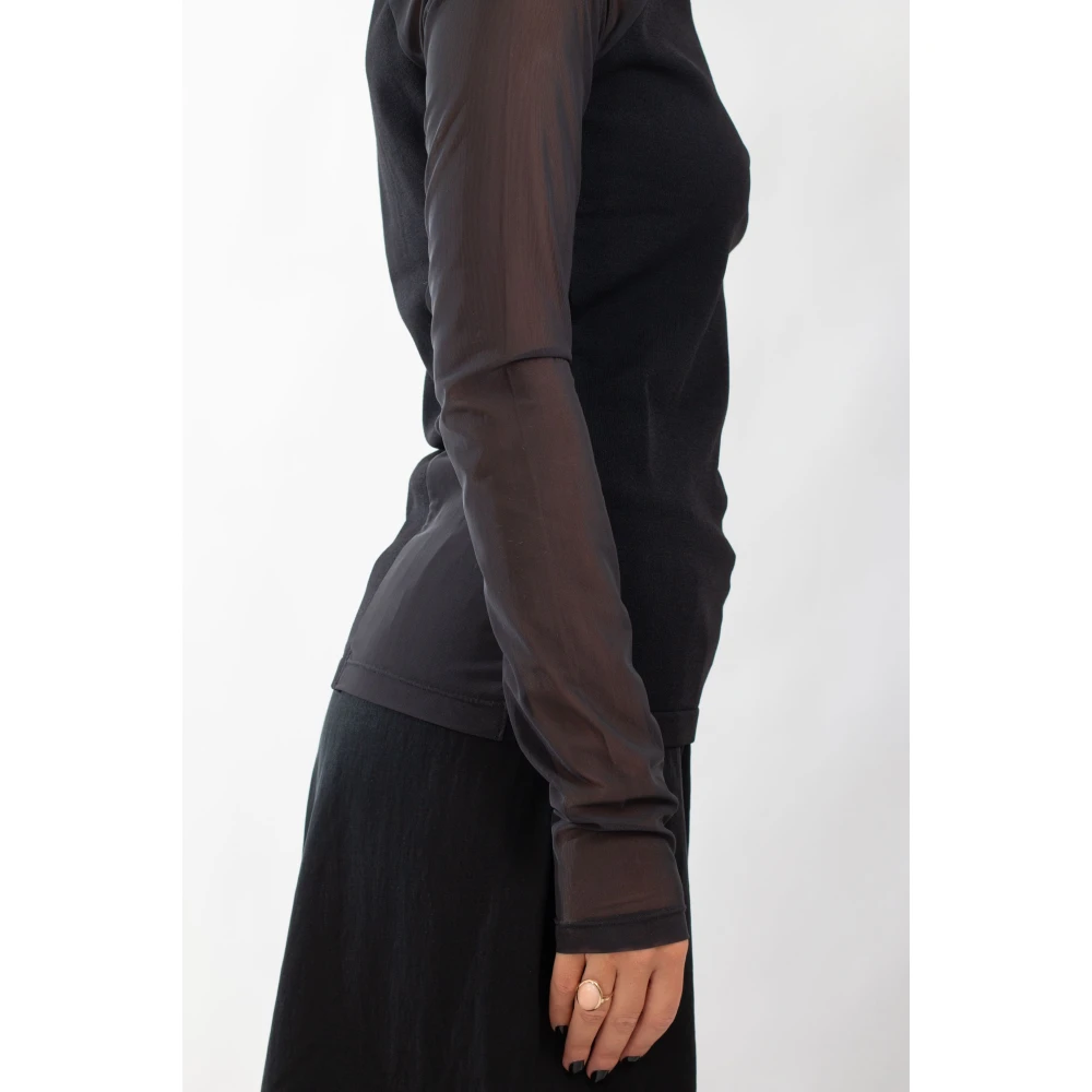Y-3 Zwarte Mesh Gebreide Longsleeve Top Black Dames