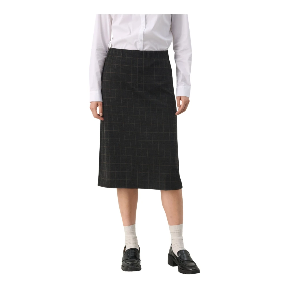 Part Two Grijze Geruite Rok Klassieke Stijl Black Dames