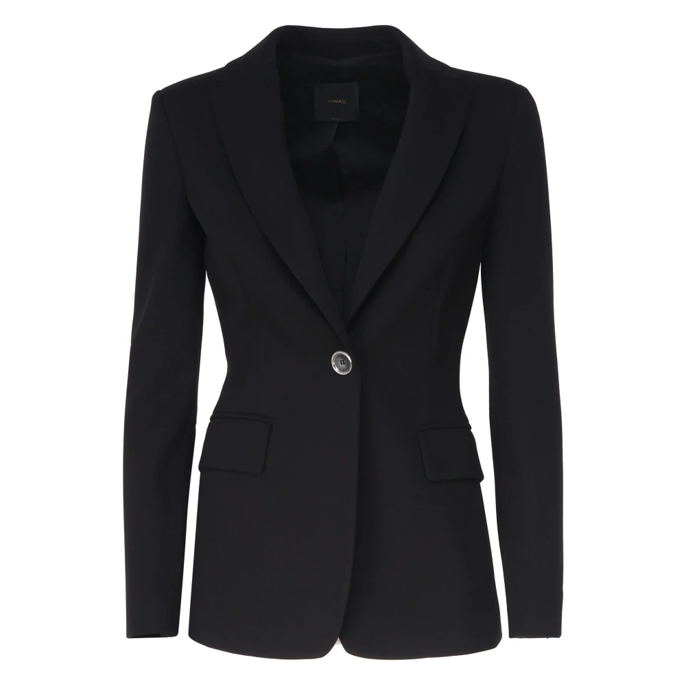 Pinko Zwarte Single-Breasted Blazer Jas met Metalen Knopen Black Dames