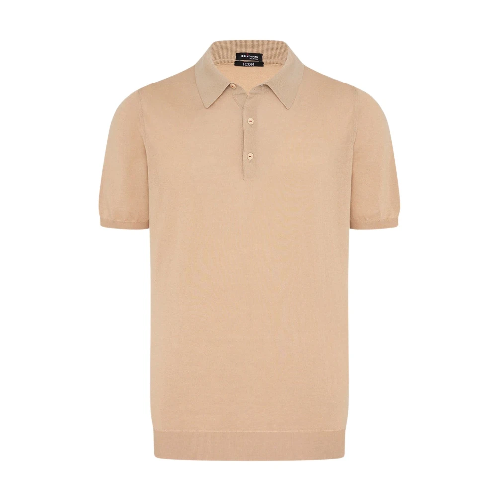 Kiton Zachte Egyptische katoenen poloshirt Beige Heren