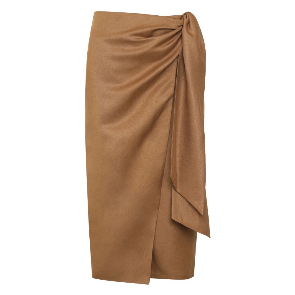 Max Mara Femme Marron - Tequila Linen And Silk Skirt - Jupes - Brun - Taille: 34 Fr