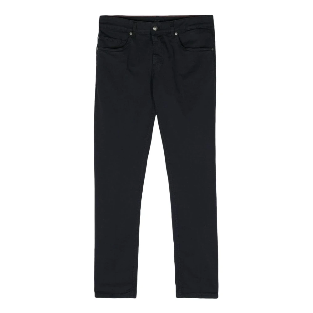 Fay Blauwe Twill Broek met Logo Patch Blue Heren