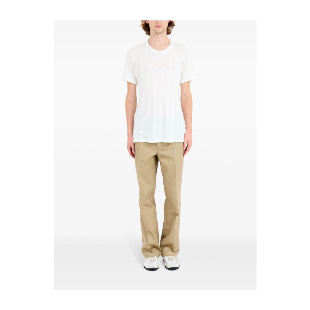 Maison Margiela Witte Logo Patch T-shirts en Polos White Heren