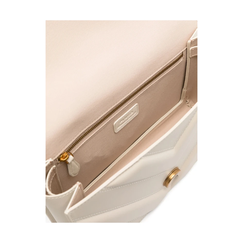 pinko Witte Leren Schoudertas met Ketting White Dames