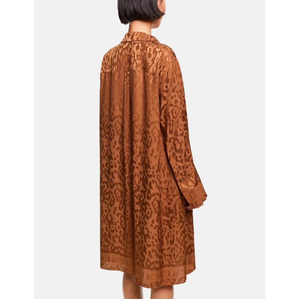 Carolina Herrera Luipaard Zijden Jacquard Jurk Brown Dames