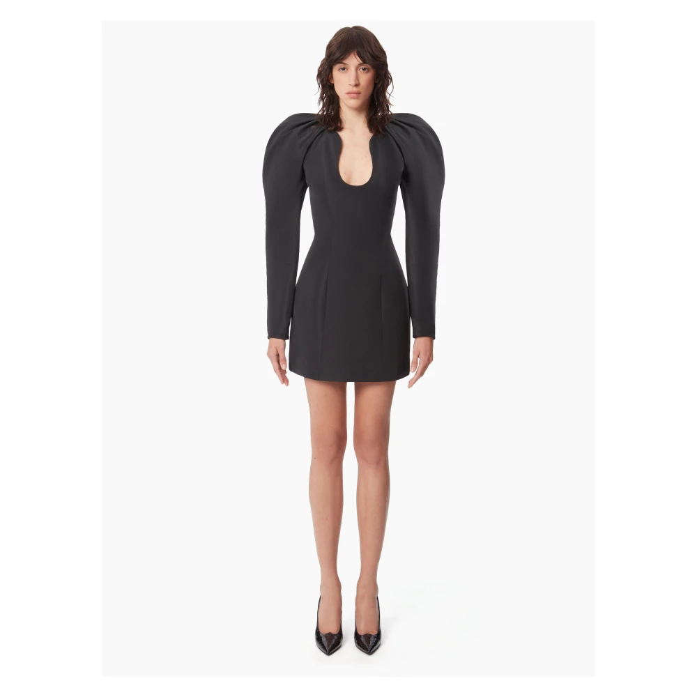 Nina Ricci Zwarte Mini Jurk met Lange Coconmouwen Black Dames