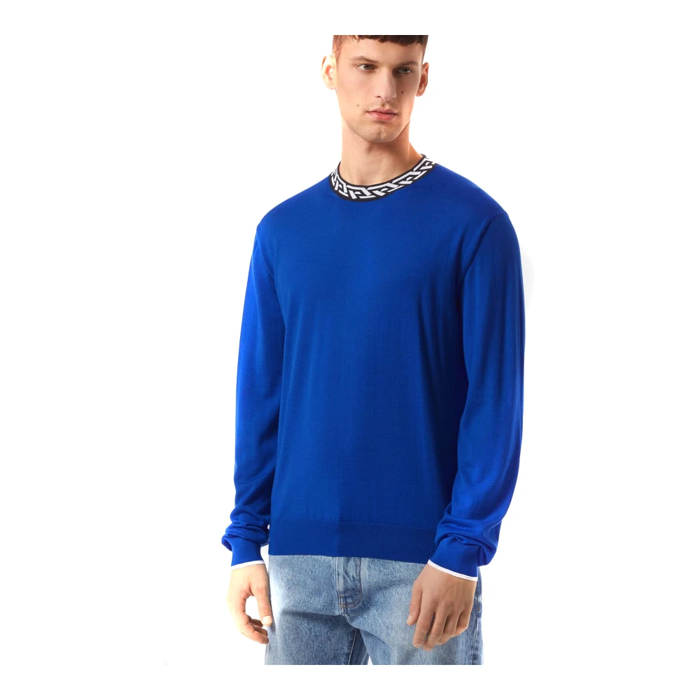 Versace Knitwear Blue Heren