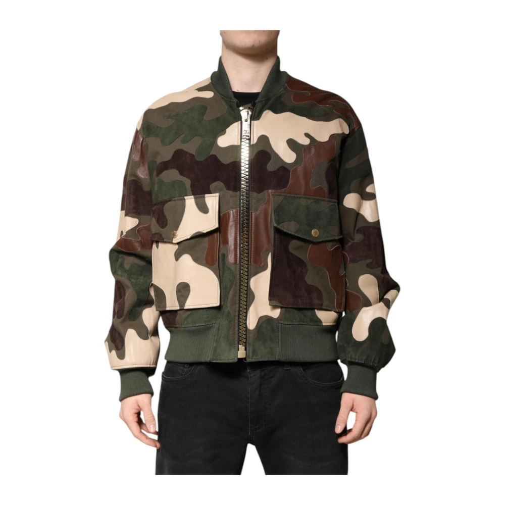 Dolce & Gabbana Men's Multicolor Camo Bomber Jacket With Logo - Bomber Jackets - Xl - Jackets