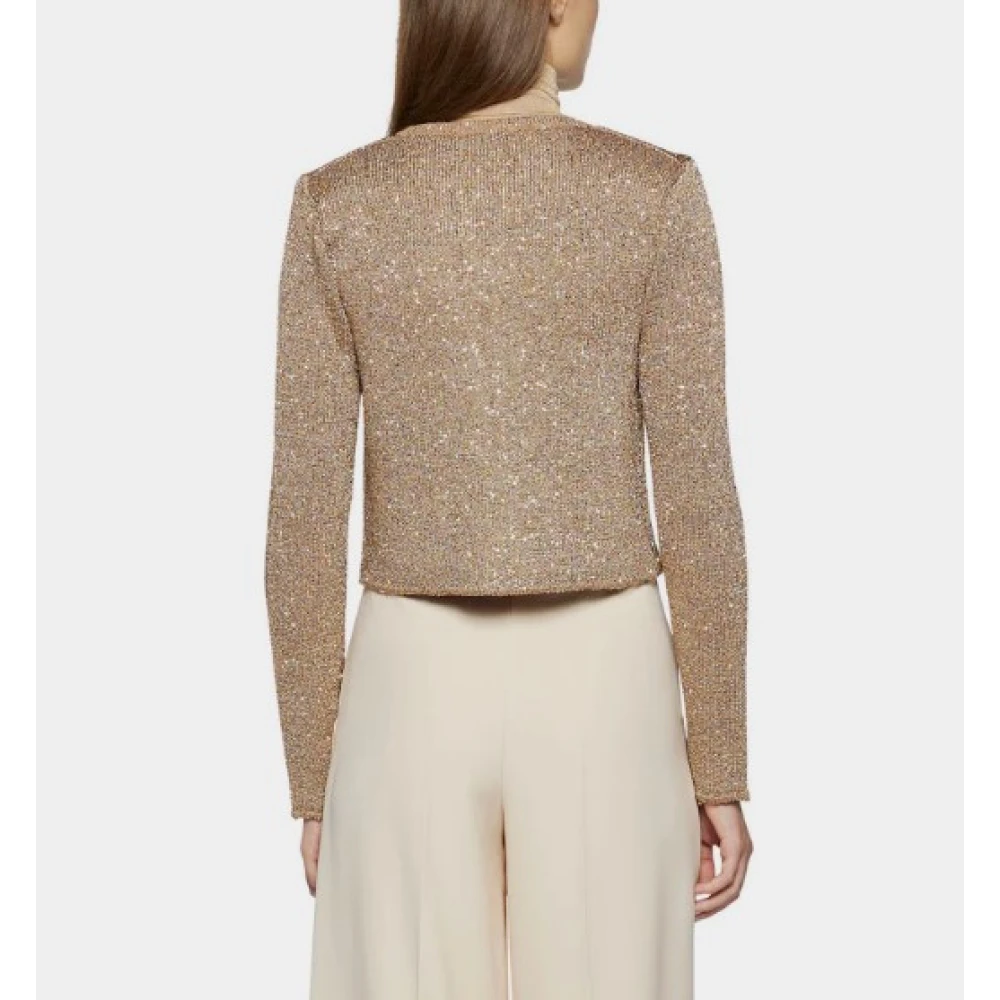 Simona Corsellini Pailletten Tricot Jas Brown Dames