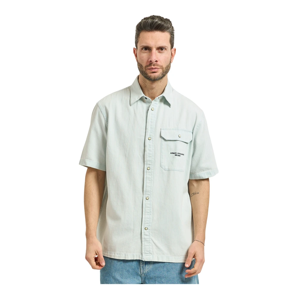 Armani Exchange Uomo Blu Magliette, L, New,