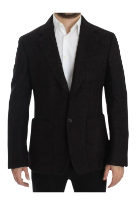 Bordeaux Alpacka Tvåknapp Blazer Jacka