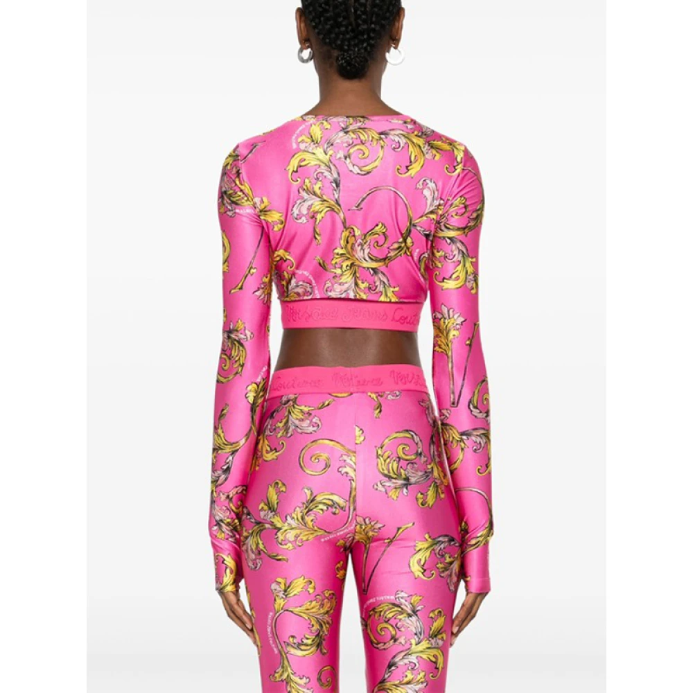 Versace Jeans Couture Barocco Print Fuchsia Pink Top Pink Dames