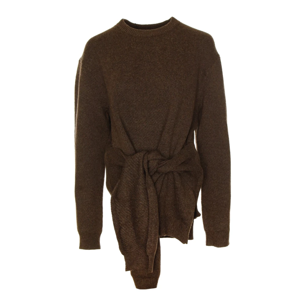 JW Anderson Draped Tie Front Sweater Brown Dames