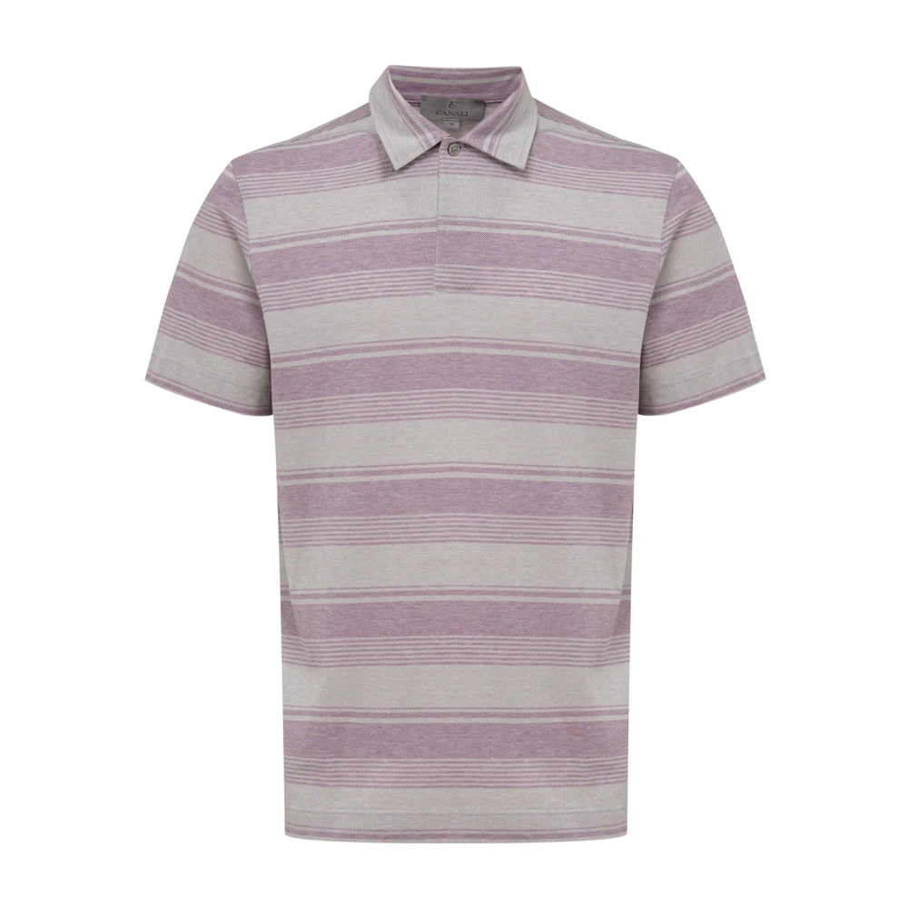 Canali Gestreept Poloshirt Korte Mouw Multicolor Heren