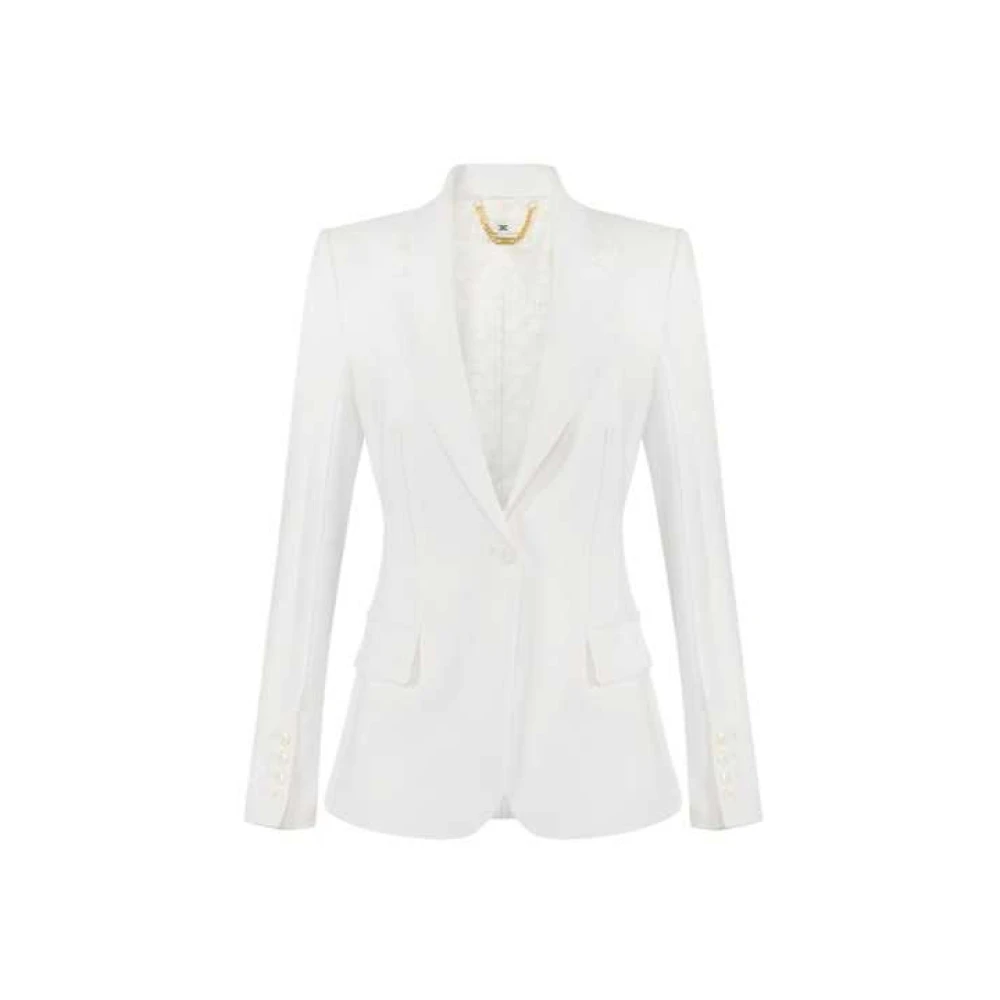 Elisabetta Franchi Women's White Avorio Jacket - Blazers - S - Jackets