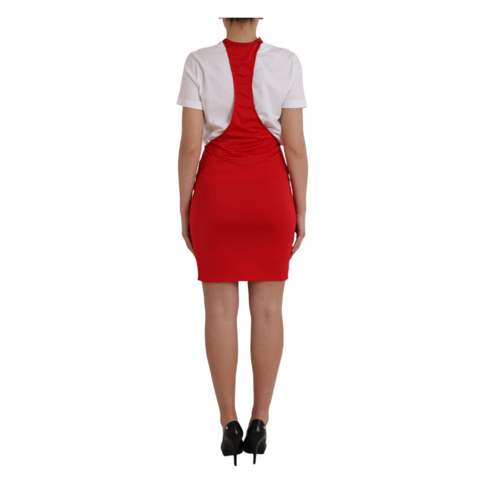 Dolce & Gabbana Rode Nylon Stretch Bodycon Mini Jurk Red Dames