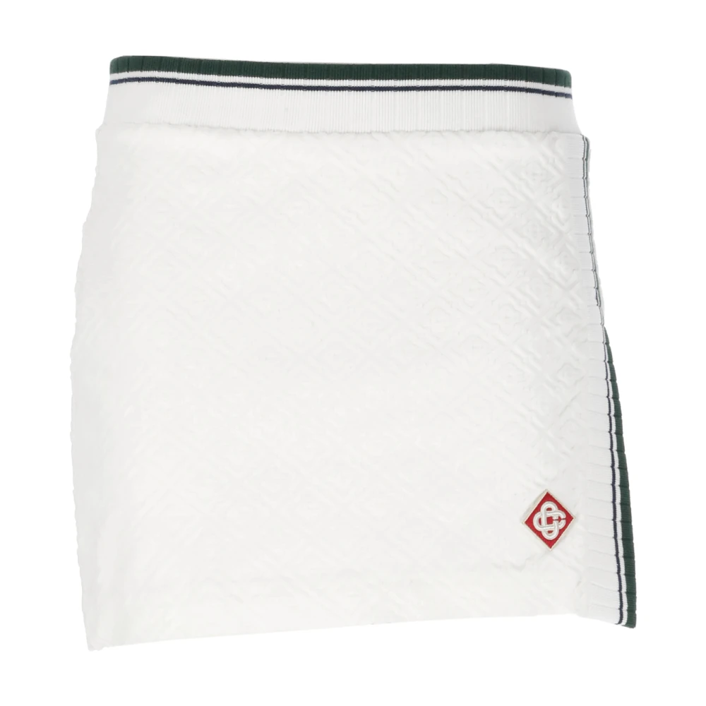 Casablanca Monogram Minirok Wit Geribbelde Elastische Taille White Dames