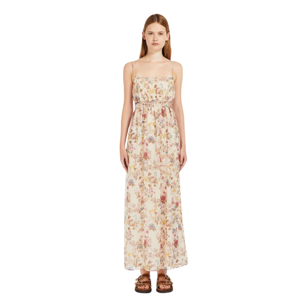Max Mara Weekend Bedrukte Georgette Mouwloze Lange Jurk Multicolor Dames
