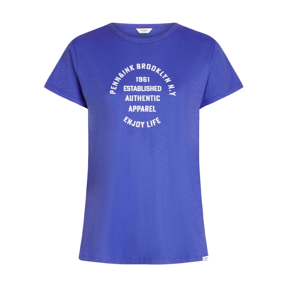 Penn&Ink N.Y Gedrukt T-shirt voor Vrouwen Blue Dames