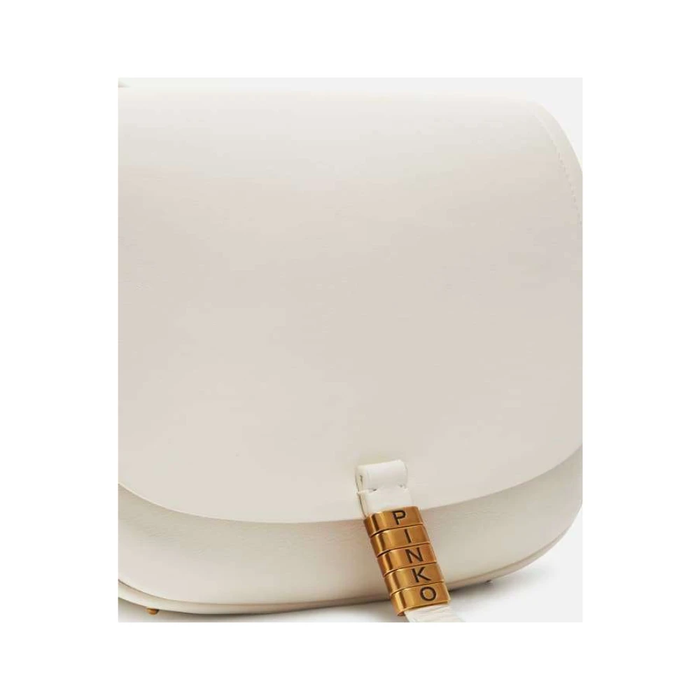 pinko Klassieke Leren Zadeltas White Dames