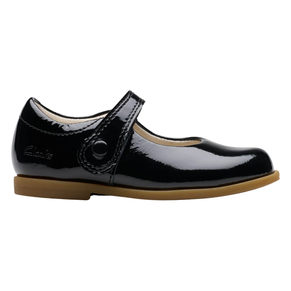 Clarks Girls Black Ballerina,, Patent Mary Jane Baby Shoes Size 21 Eu