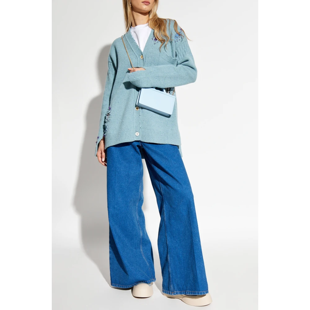 Marni Vintage Effect Cardigan Blue Dames