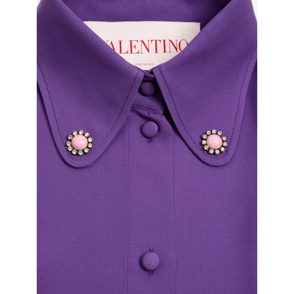 Valentino Garavani Paarse zijden overhemd met madeliefjesdetail Purple Dames