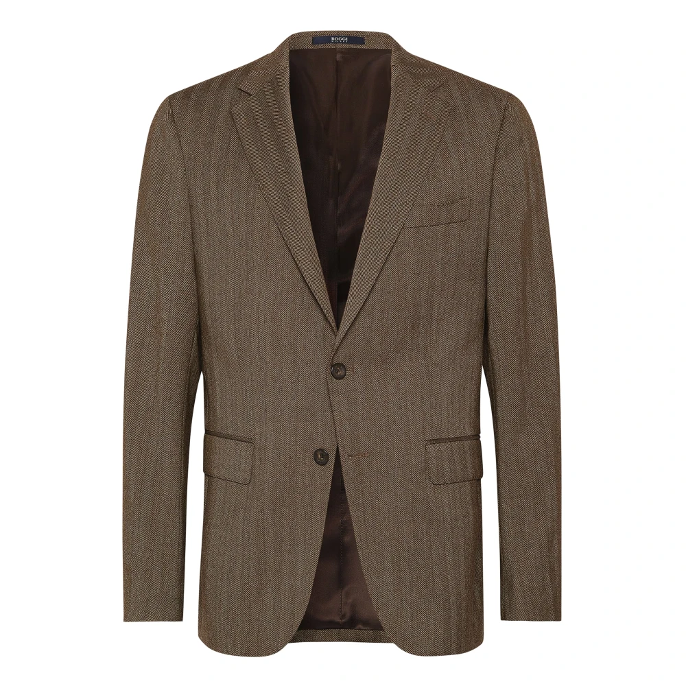 Boggi Milano Stretch Wool Jas Brown Heren