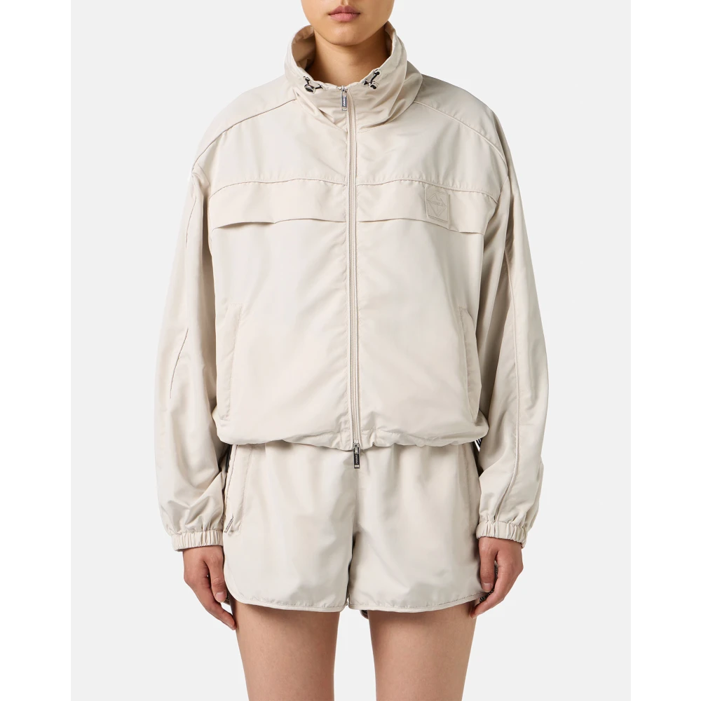 Iceberg Poederkleurige jas in actief nylon met logo Beige Dames