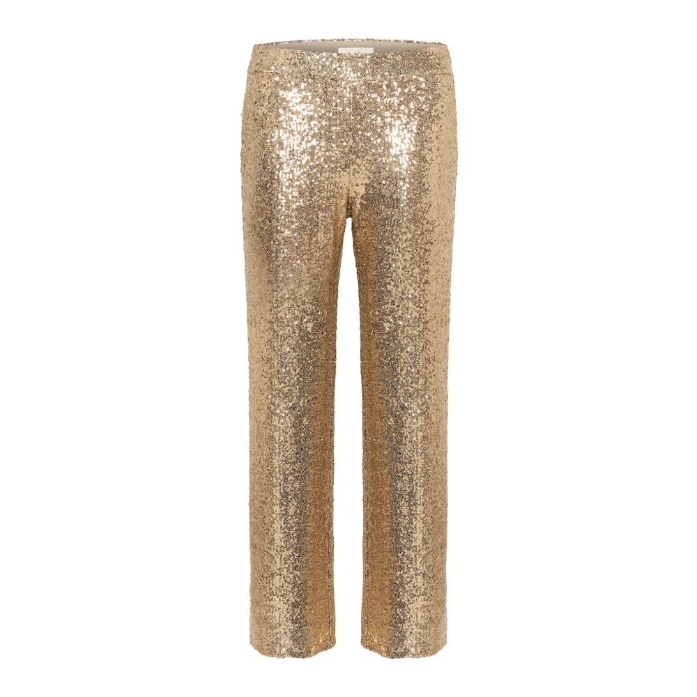 Part Two Gouden Paillet Rechte Pijp Broek Yellow Dames