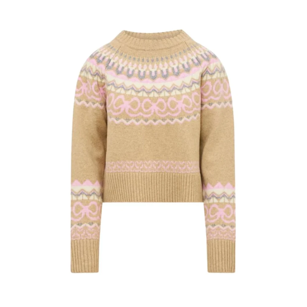 Loveshackfancy French Toast Merino Wol Trui Beige Dames