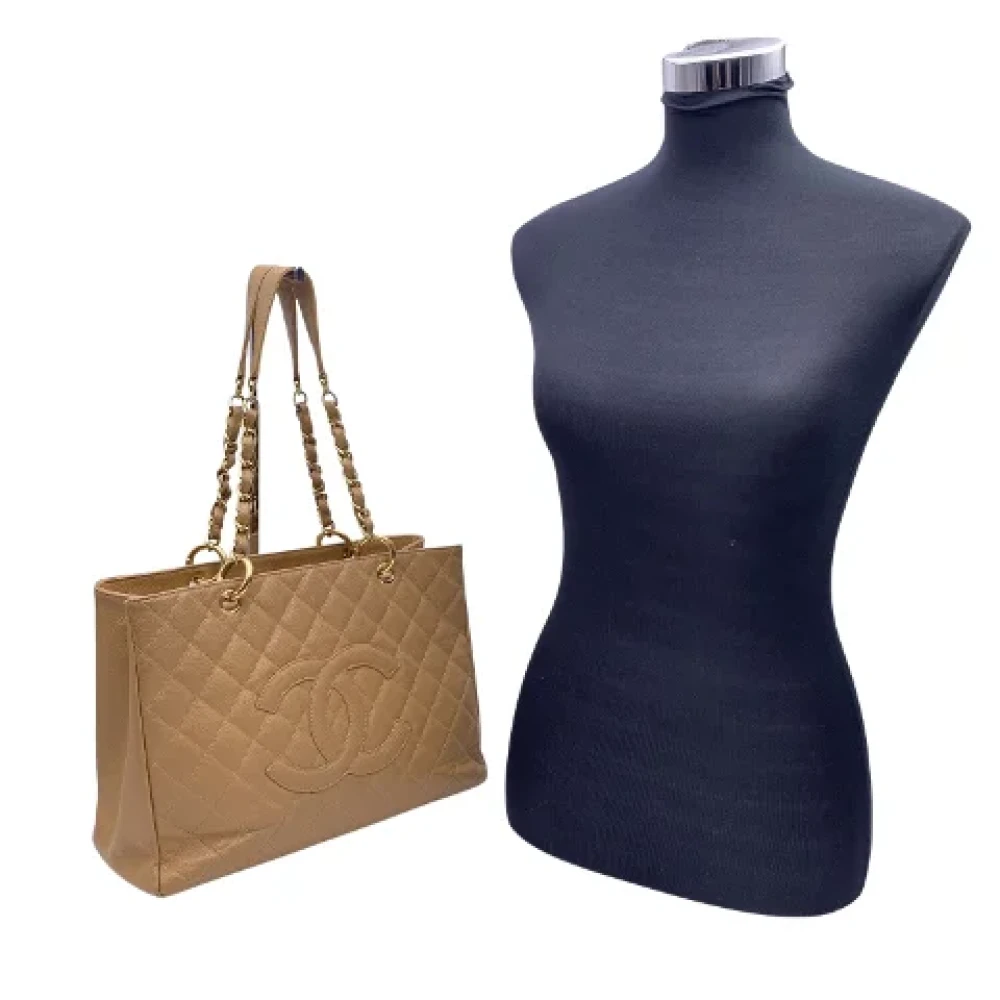 Chanel Vintage Pre-owned Leather totes Beige Dames
