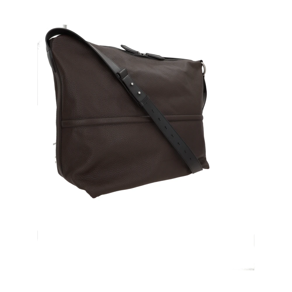 Dries Van Noten Bruine gehamerde leren schoudertas Brown Heren