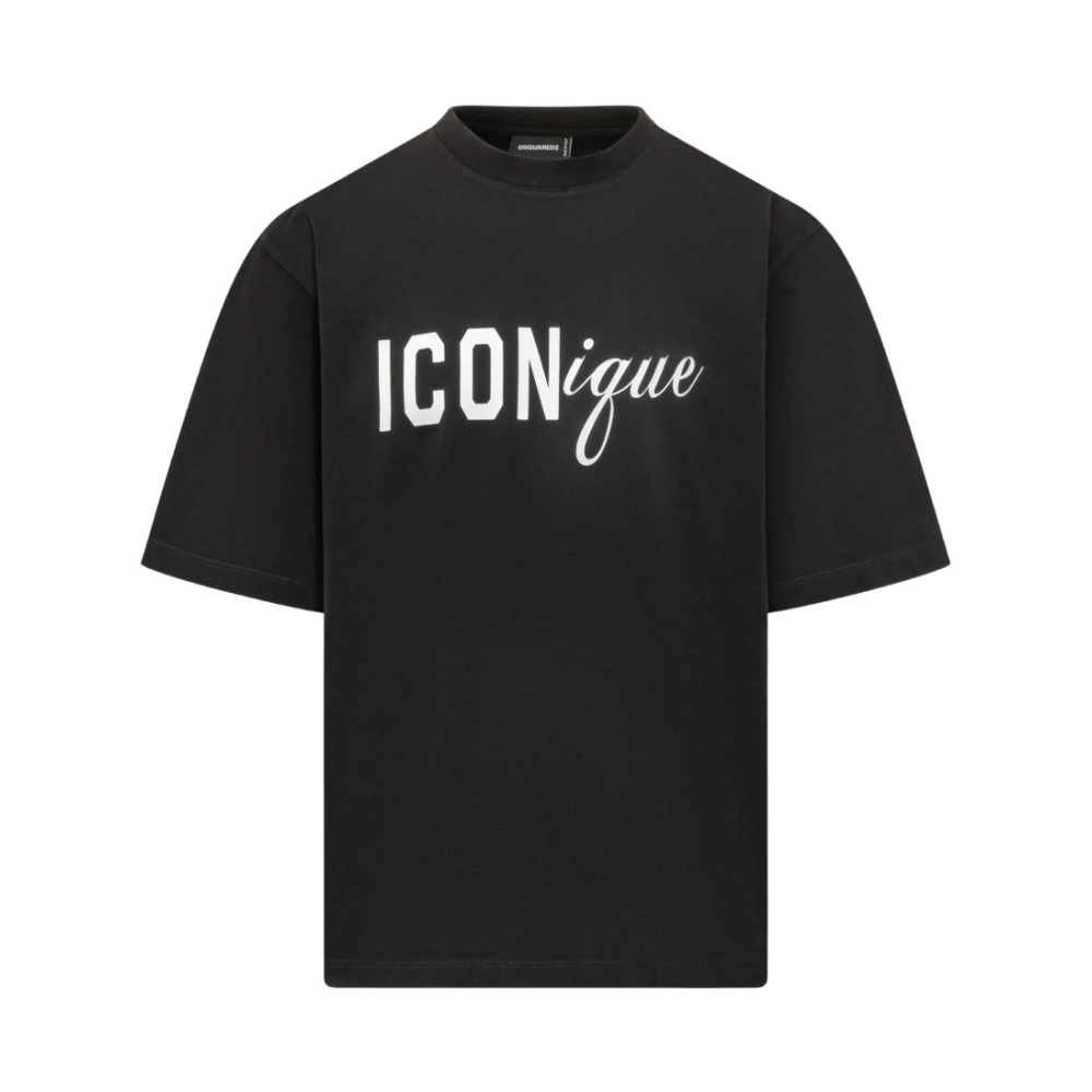 Dsquared2 Black Iconique Loose Fit T-Shirt - Male - T-Shirts - L - Tops