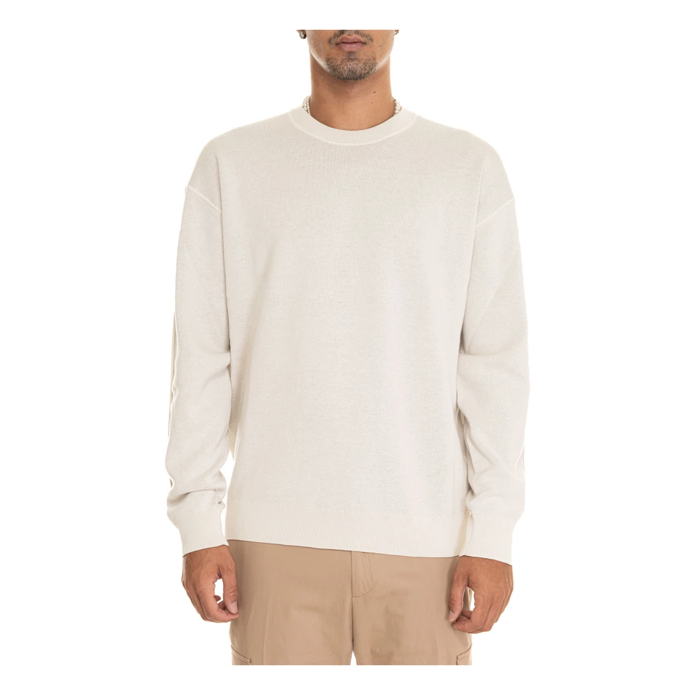 Boss Contrast Interieur Crewneck Sweatshirt Beige Heren