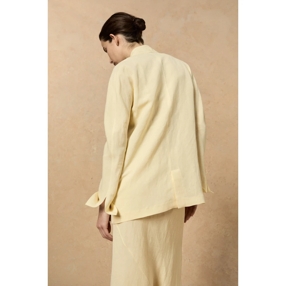 Cortana Linnen Viscose Lange Jas Vanille Yellow Dames
