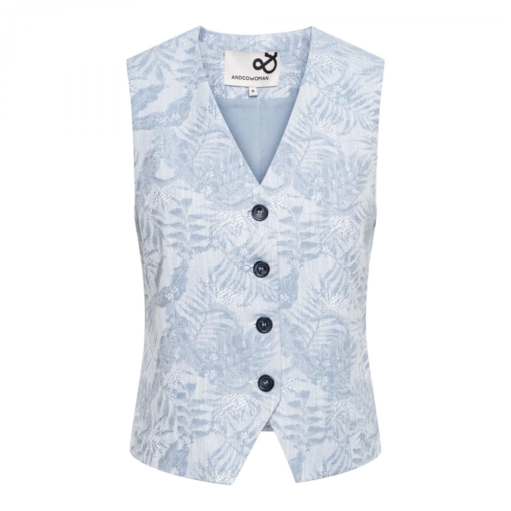 &Co Woman Gewatteerde Vest met Capuchon Blue Dames