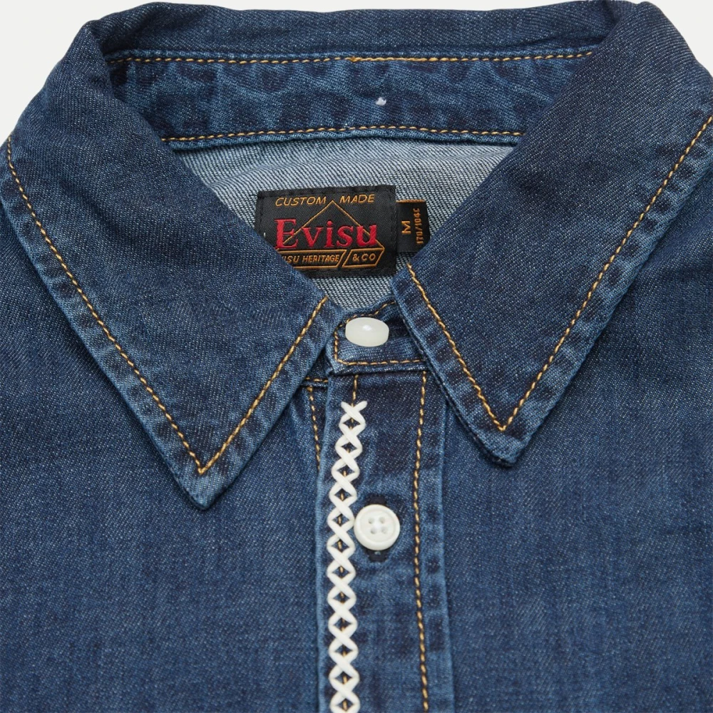 Evisu Indigo Denim Jack Regular Fit Blue Heren