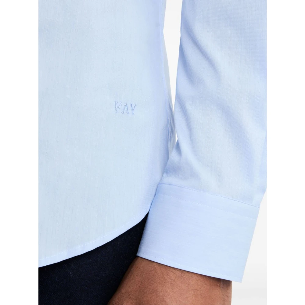 Fay Blauw Katoenmix Stretch Shirt Blue Heren