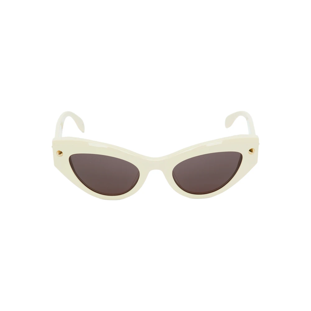 Alexander mcqueen Witte cat-eye zonnebril met gouden studs White Dames