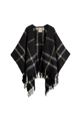 Brushed Alpaca Check Cape