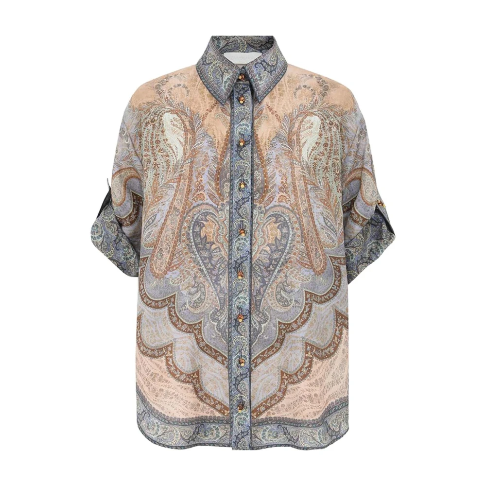 Zimmermann Women's Multicolor Wanderlust Short Sleeve Shirt - Shirts - M - Blouses & Shirts