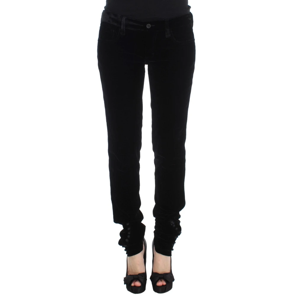 Ermanno Scervino Black Viscose Blend Velvet Slim Fit Pants - IT46|XL - Image 2