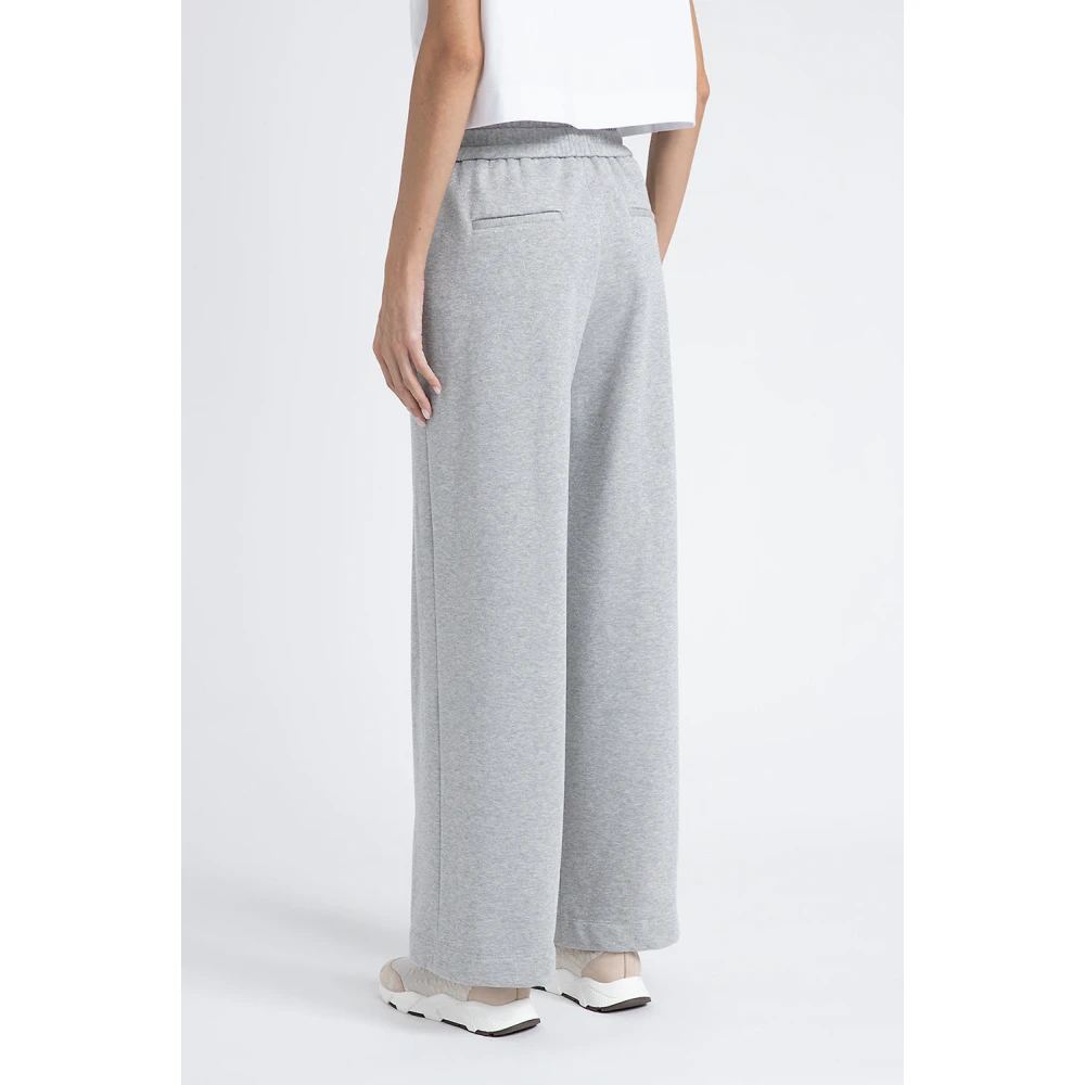 PESERICO Katoenen Lurex fleeceb broek Gray Dames