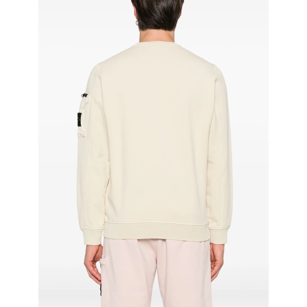 Stone Island Witte Crewneck Katoenen Sweatshirt met Ritszak Beige Heren