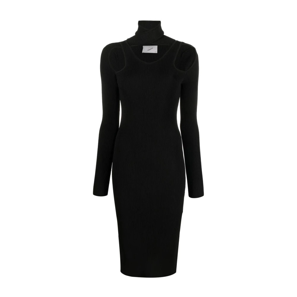 Coperni Women's Black Knitted Dresses, Xs, Knit Dress Cut-Out Style