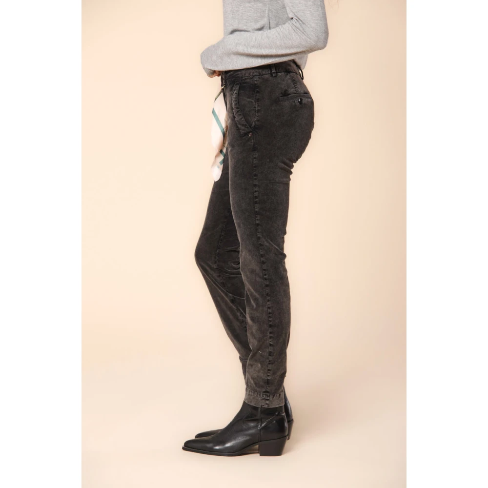 Mason's Curvy Velvet Chino Broek 1000 Strepen Black Dames