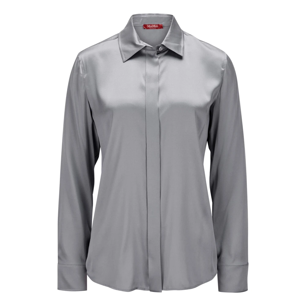 Max Mara Studio Zijden Klassieke Blouse Grijs Gray Dames